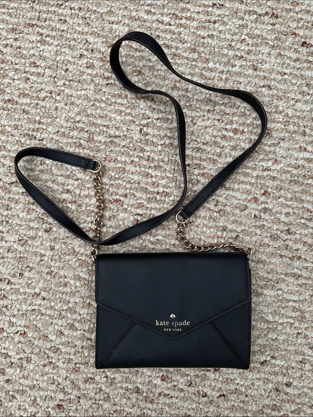 Kate Spade Sadie Envelope Clutch/Crossbody, Black Leather